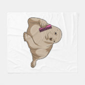 櫛で美容院として封印 フリースブランケット (正面(横))