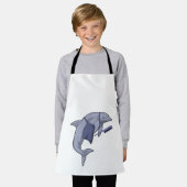 櫛で髪を結うイルカ エプロン (着用した状態)