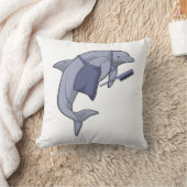 櫛で髪を結うイルカ クッション (ブランケット)