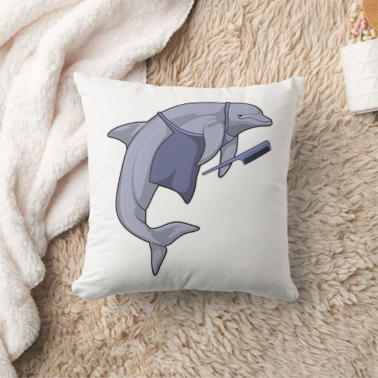 櫛で髪を結うイルカ クッション (ブランケット)