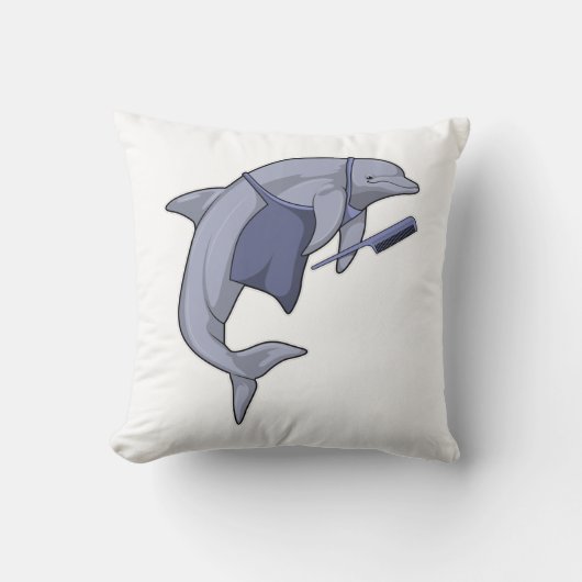 櫛で髪を結うイルカ クッション (正面)