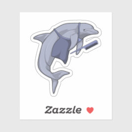 櫛で髪を結うイルカ シール