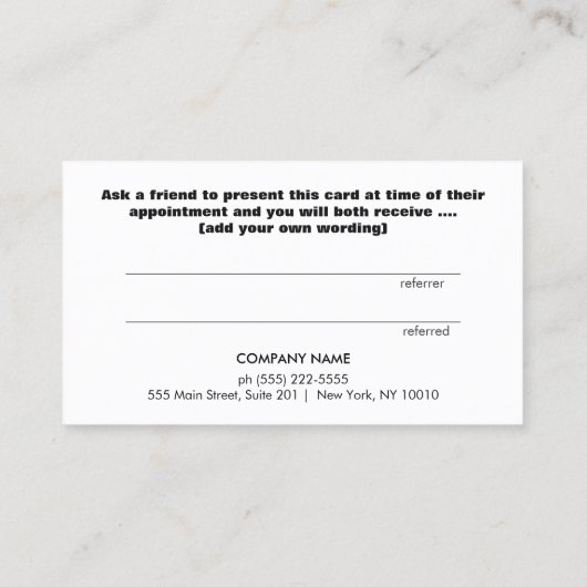 櫛ヘアサロン顧客紹介カード 紹介カード (裏面)