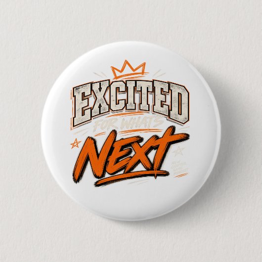 次に何が起こるのか楽しみ 缶バッジ (正面)