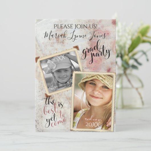 次に卒業ヴィンテージのフォトフレーム 招待状 (スタンド正面)