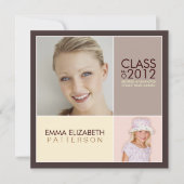 次に卒業式モダンパーティ招待状をブロック 招待状 (正面)