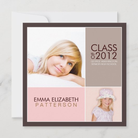 次に卒業式モダンパーティ招待状をブロック 招待状 (正面)