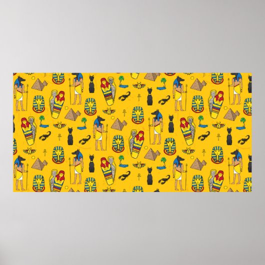 次のようなエジプトの要素とシームレスなパターン ポスター (正面)
