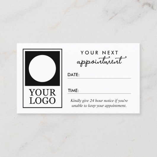 次のアポイントメントにロゴ美容師を追加 予約カード (正面)