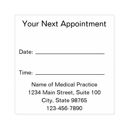 次のアポイントメントの医療業務テンプレート ラバースタンプ (インプリント)