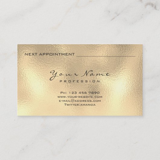 次のアポイントメントの点滅の拡張グリッター金ゴールド 予約カード (裏面)
