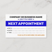 次のアポイントメントカード(プロフェッショナルのアラーム) 予約カード (正面)