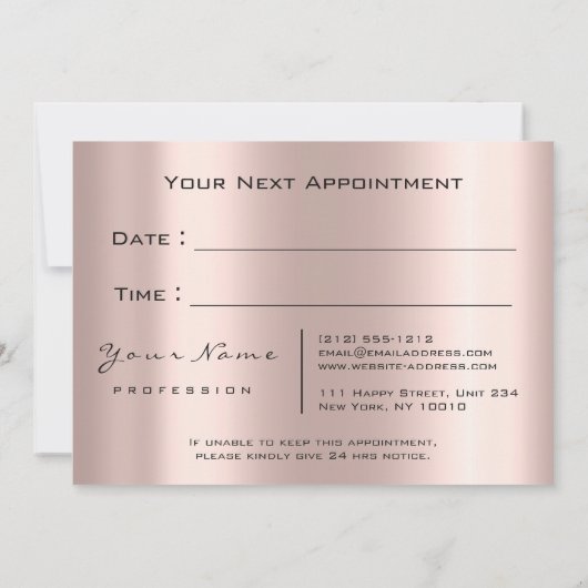 次のアポイントメントバラ金ゴールドが黒い点滅を乾燥 招待状 (裏面)