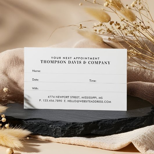 次のアポイントメントモダンプロフェッショナル 予約カード