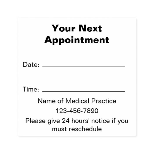 次のアポイントメント医師の実践テンプレート ラバースタンプ (インプリント)
