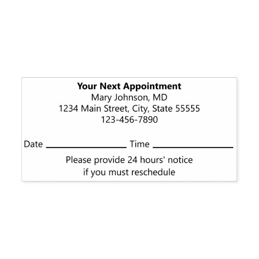 次のアポイントメント患者リマインダー医師 セルフインキングスタンプ (デザイン)
