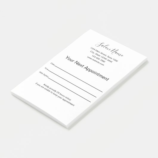 次のアポイントメント美しいサロン白黒 ポストイット (アングル)