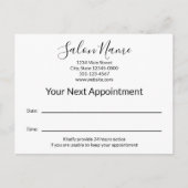 次のアポイントメント美しいサロン白黒 ポストカード (正面)