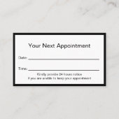 次のアポイントメント美しいサロン白黒 予約カード (正面)