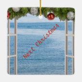 次のクリスマス海ビューのウィンドウ内カスタム表示 セラミックオーナメント (裏面)