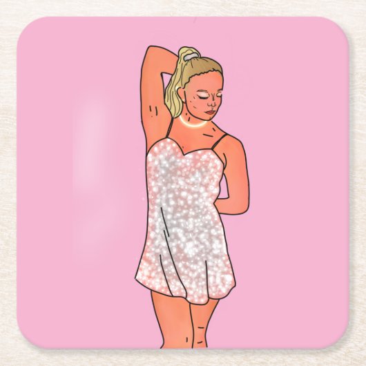 次のステップミシェルのショーストッパ スクエアペーパーコースター (正面)