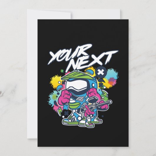 次のペイントボールプレーヤーのためのペイントボールゲームマーカーG 招待状 (正面)