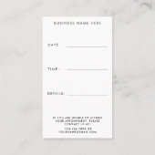 次のミニマルアポイントメントスクリプトのビジネスロゴ 予約カード (裏面)