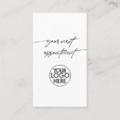 次のミニマルアポイントメントスクリプトのビジネスロゴ 予約カード (正面)