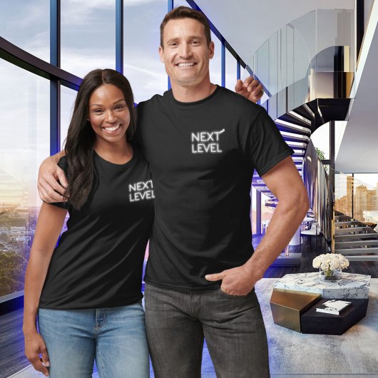 次のレベルの小さな白のネオンブラック Tシャツ