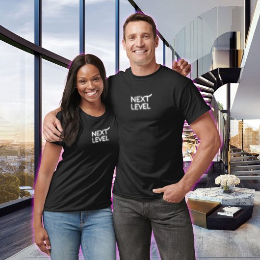 次のレベルスモールセンターホワイトネオンブラック Tシャツ