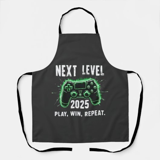 次のレベル2025勝遊ちのゲームおもしろいゲーマー エプロン (正面)