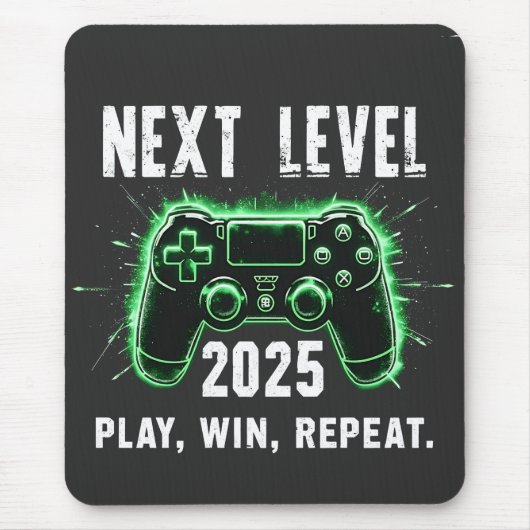 次のレベル2025勝遊ちのゲームおもしろいゲーマー マウスパッド (正面)