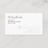 次の予定 | ミニマル | プロフェッショナル 予約カード (裏面)