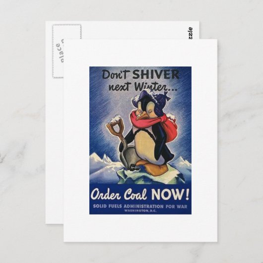 次の冬に震えないヴィンテージ第2次世界大戦 ポストカード (正面/裏面)