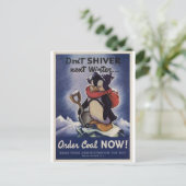 次の冬の石炭を今すぐ注文して震えないで! ポストカード (スタンド正面)
