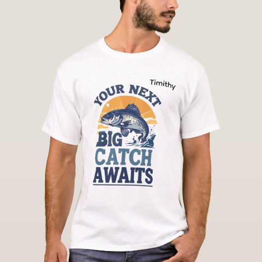 次の大漁釣りイラスト Tシャツ (正面)