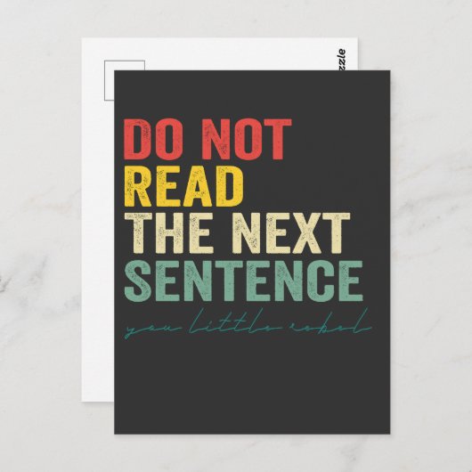 次の文章を読まないで 面白い ヴィンテージ レトロ ポストカード (正面/裏面)