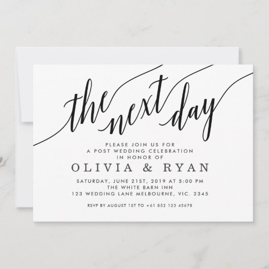 次の日のお祝い 招待状 (正面)