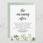 次の朝、緑のポストのブ結婚ランチ 招待状 (正面/裏面)