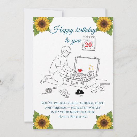 次の章のために荷造り中, 誕生日 カード (正面)