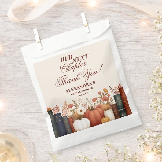 次の章の始まり ブックテーマの結婚前のお祝い プチギフト フェイバーバッグ (クリップ留めされた状態)