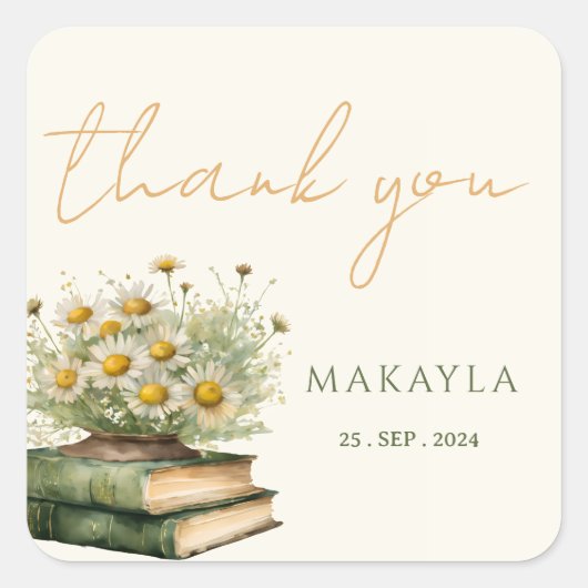 次の章 ボホ ブックラバー フラワーベイビーシャワー スクエアシール (正面)