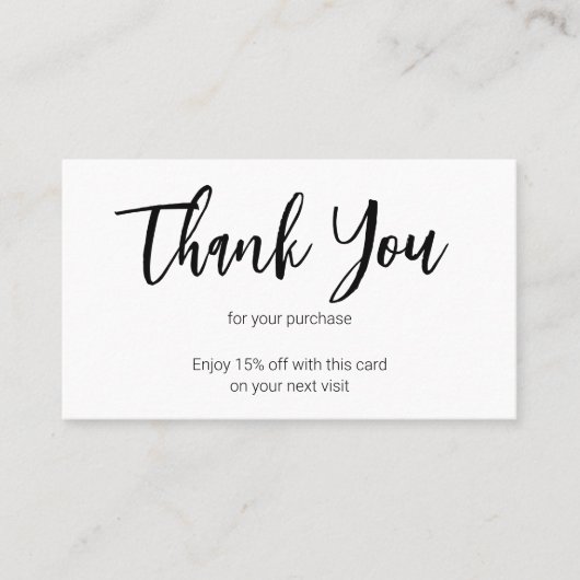 次の訪問に白黒ビジネスをありがとう 割引カード (正面)