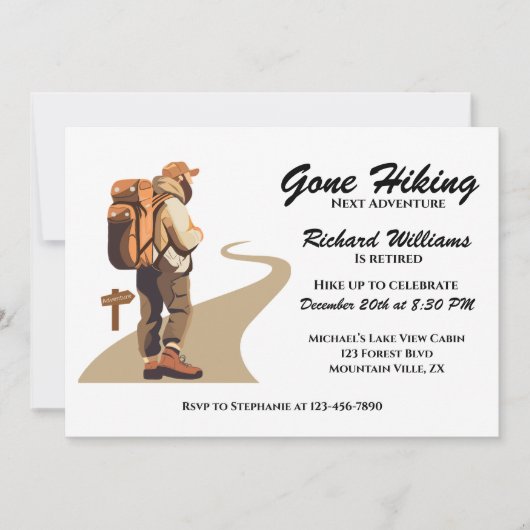 次の退職した冒険ハイキング退職 招待状 (正面)