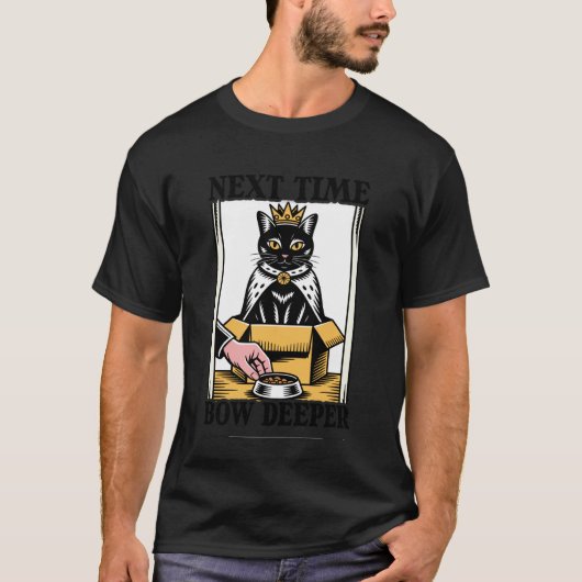 次はもっと深くお辞儀してね 猫好き ねこ箱 ねこ ネコ かわいい Tシャツ (正面)