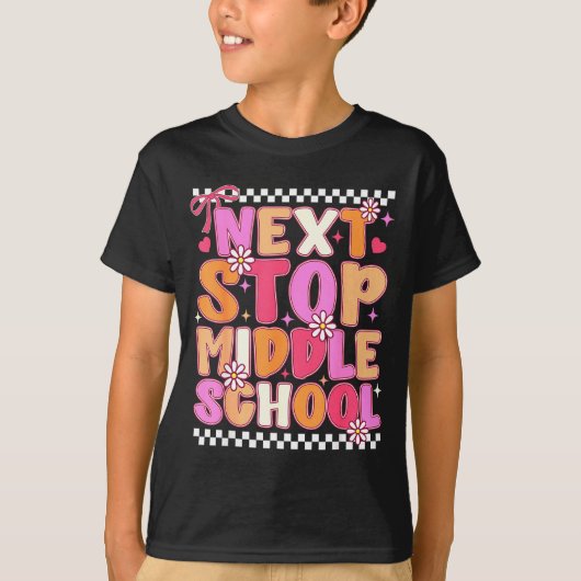 次は中学校 クールな小学校卒業式 Tシャツ (正面)
