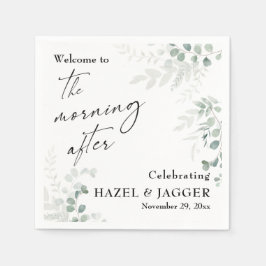 次エレガントの朝にようこそ緑 スタンダードカクテルナプキン