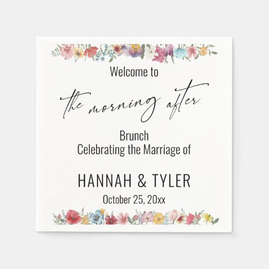 次カラフルの朝の水彩の野花 スタンダードカクテルナプキン (正面)