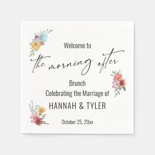 次カラフルの朝の水彩の野花 スタンダードカクテルナプキン (正面)