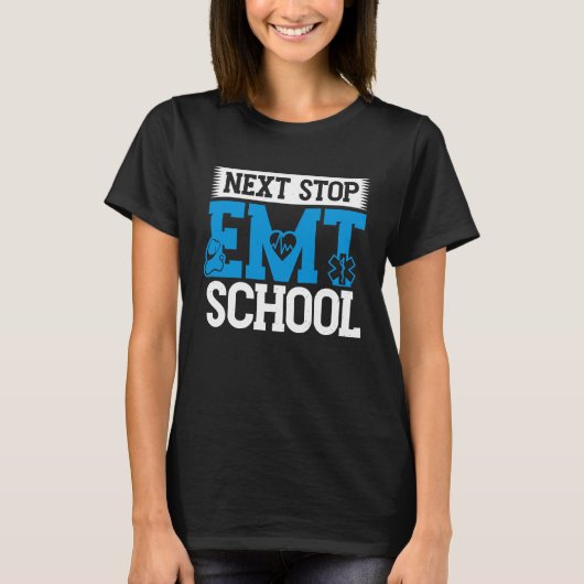 次ストップEMTスクールEMS未来救急医療 Tシャツ (正面)